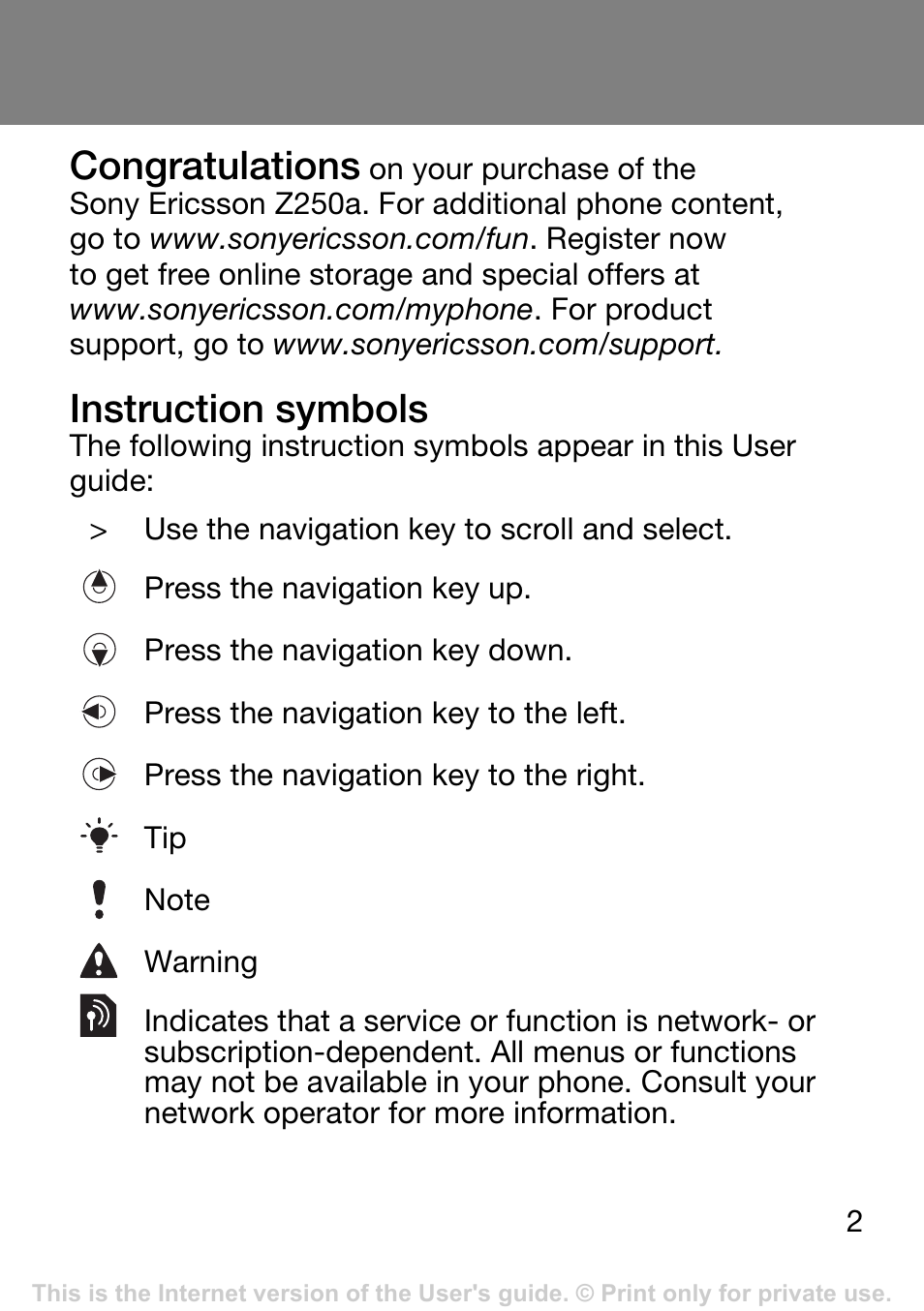 Instruction symbols | Superior Z250A User Manual | Page 2 / 42