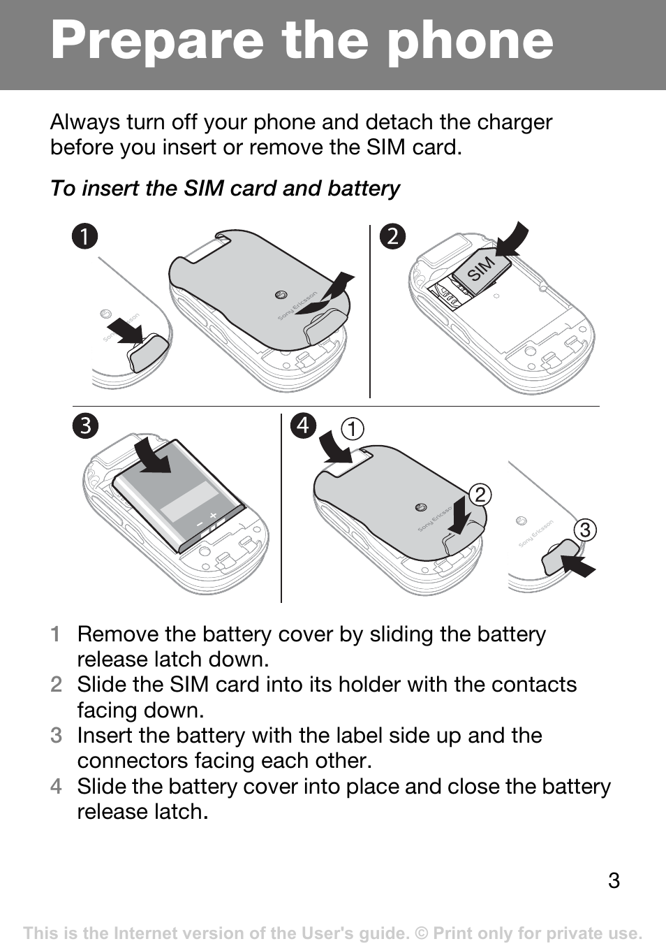 Prepare the phone | Superior Z250A User Manual | Page 3 / 42