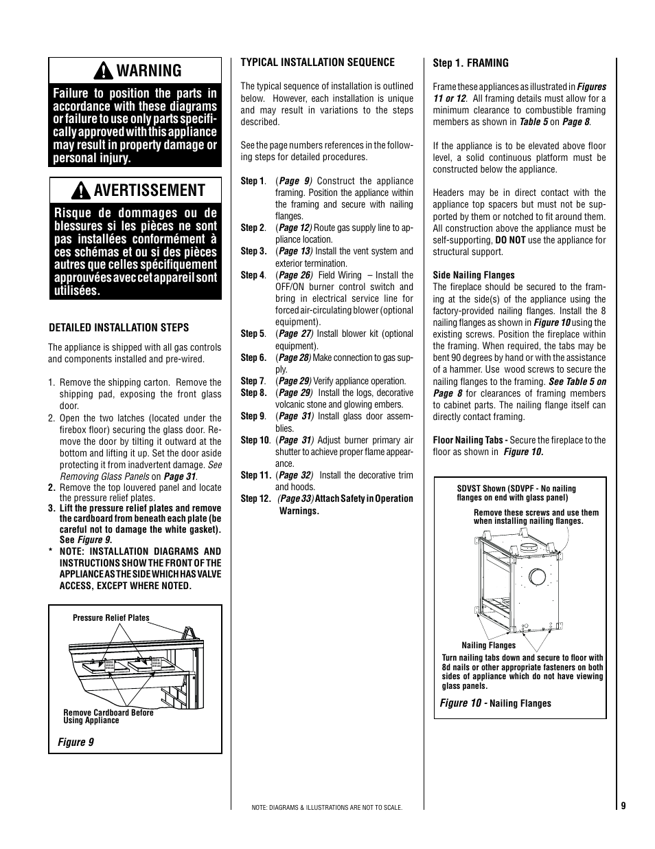 Warning, Avertissement | Superior MILLIVOLT SDVST-N-B User Manual | Page 9 / 40