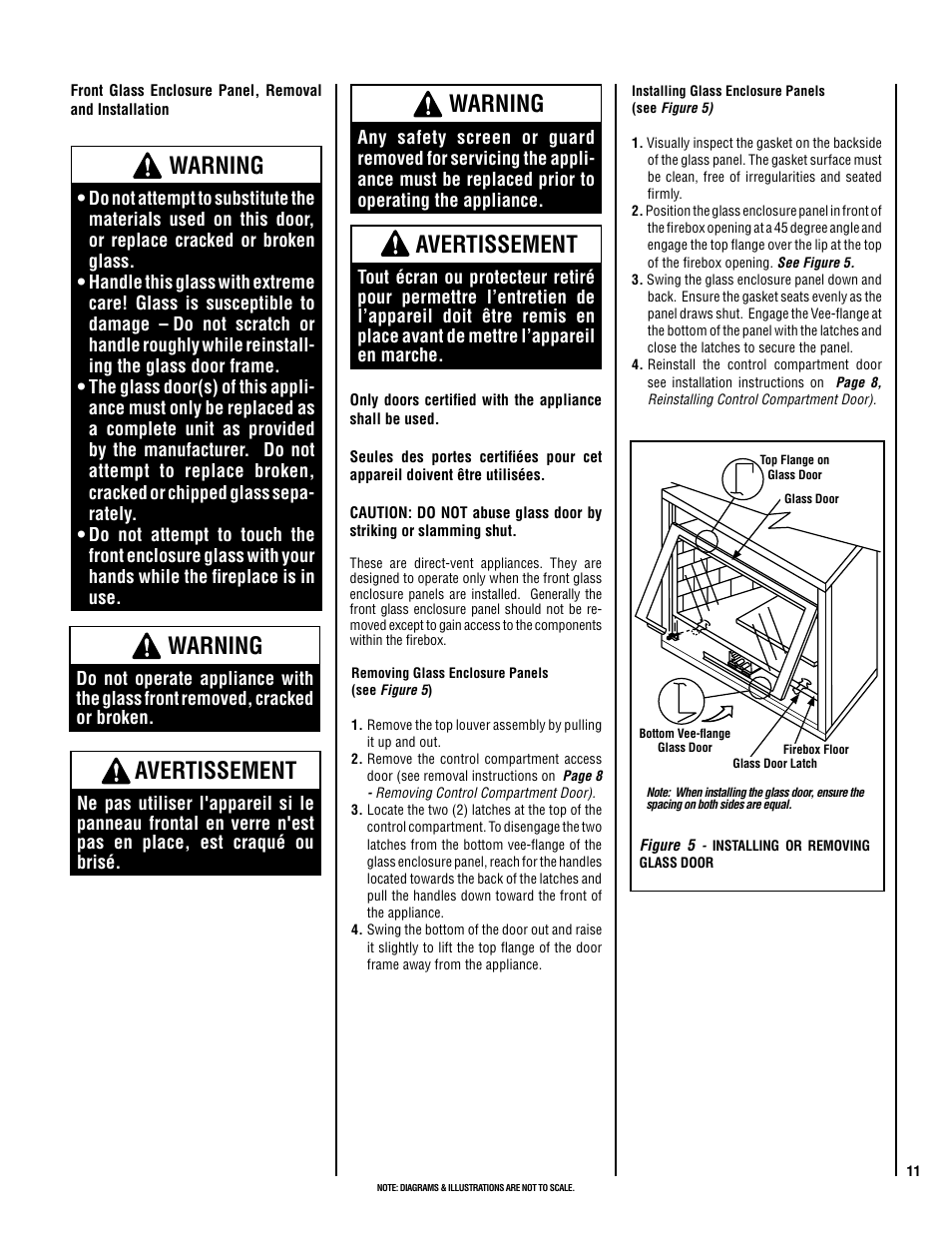 Warning, Avertissement | Superior DIRECT-VENT GAS FIREPLACES SDV35 User Manual | Page 11 / 28