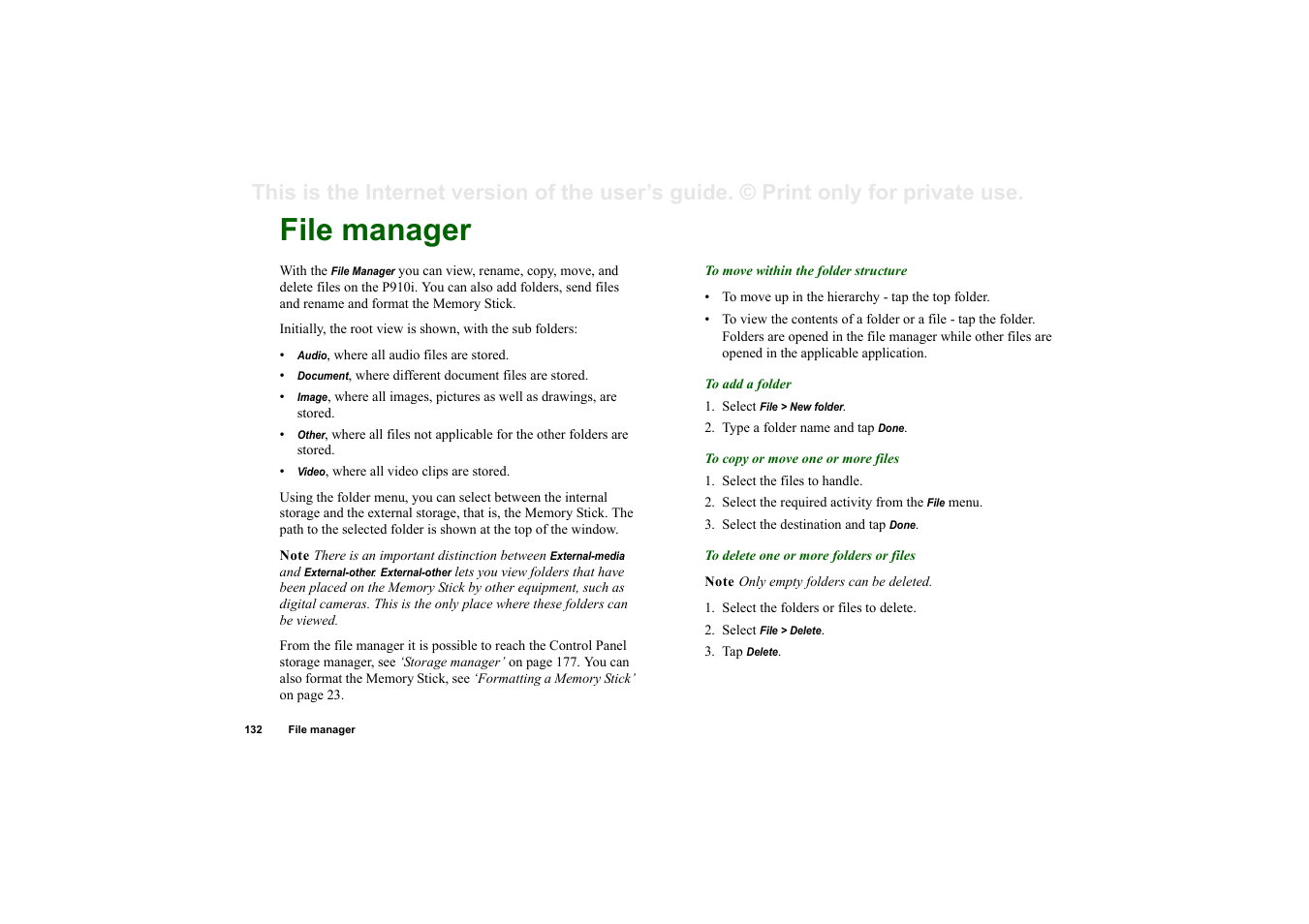 File manager | Superior P910I User Manual | Page 132 / 211