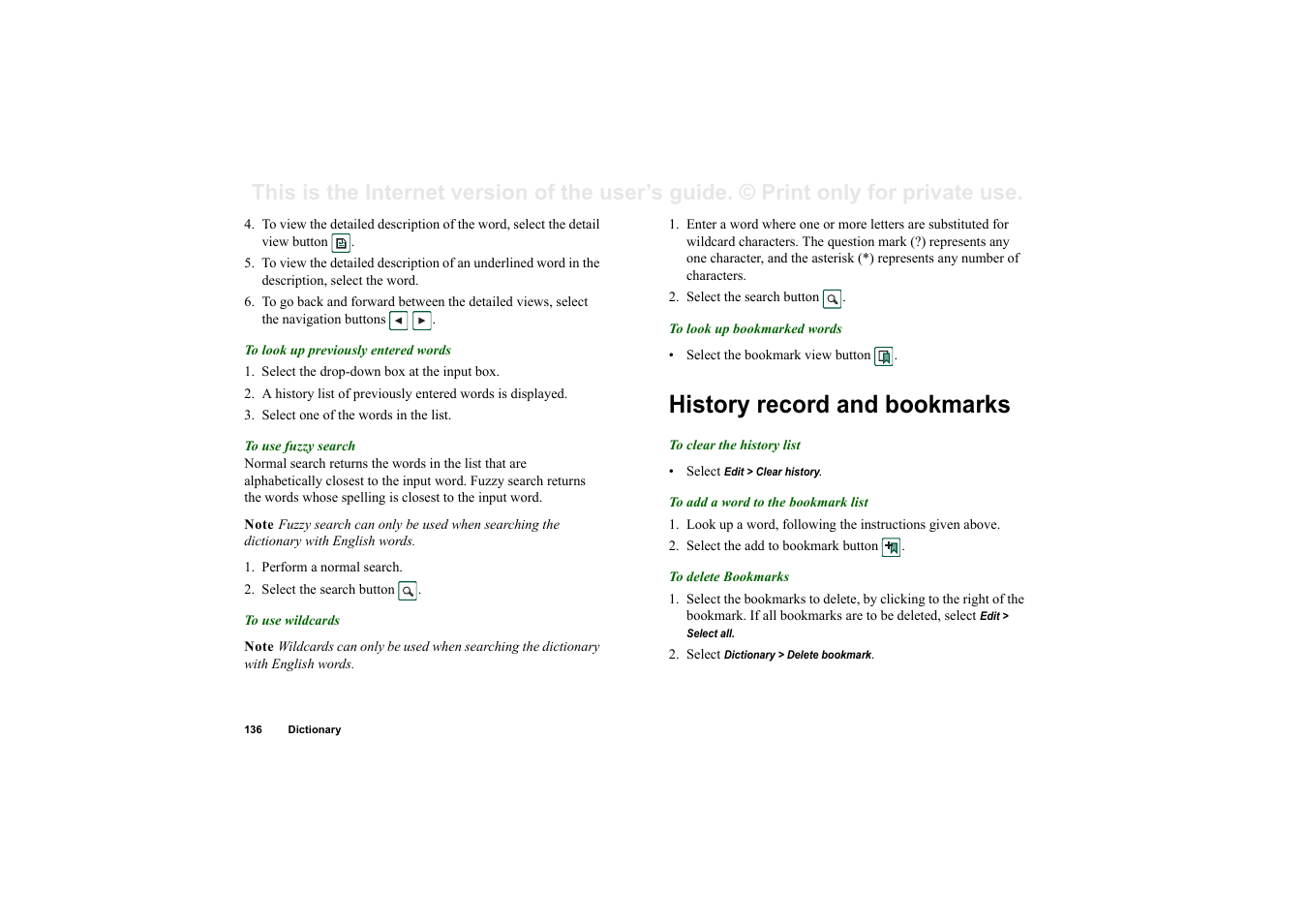 History record and bookmarks | Superior P910I User Manual | Page 136 / 211