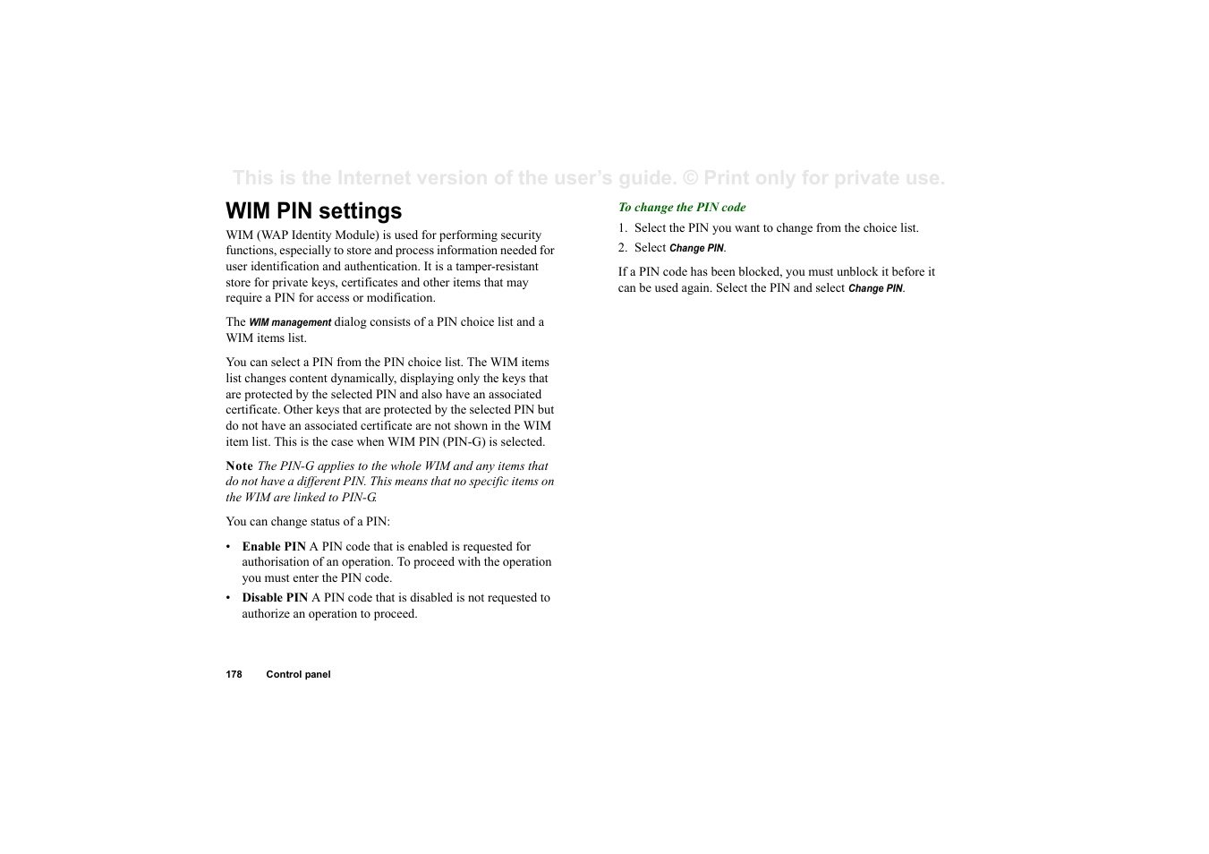 Wim pin settings | Superior P910I User Manual | Page 178 / 211