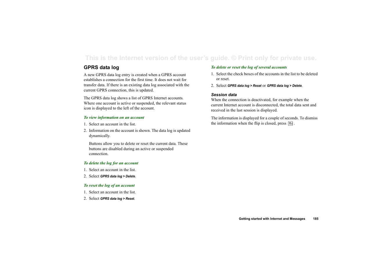 Gprs data log | Superior P910I User Manual | Page 185 / 211
