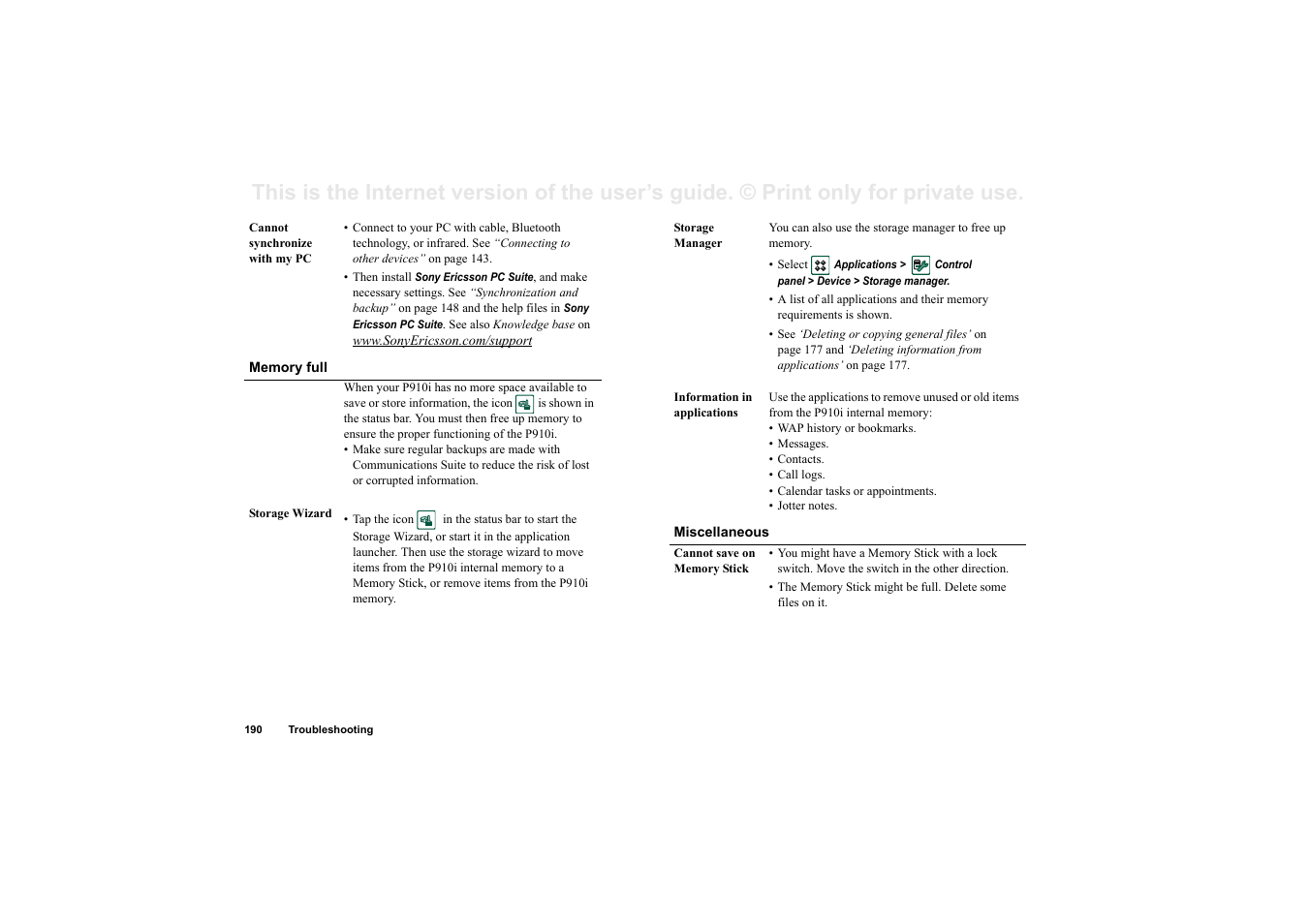 Superior P910I User Manual | Page 190 / 211