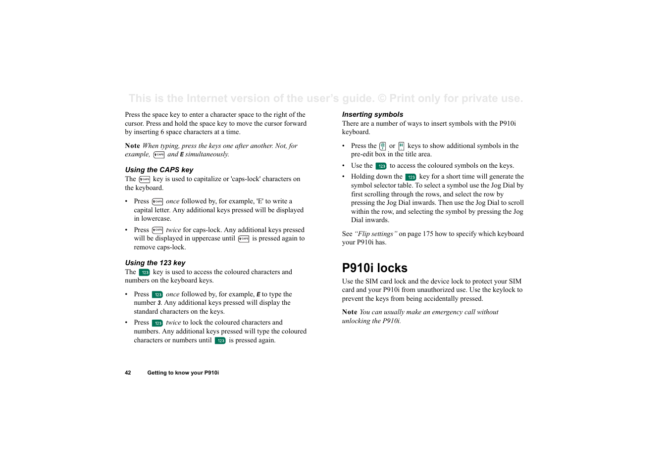 P910i locks | Superior P910I User Manual | Page 42 / 211