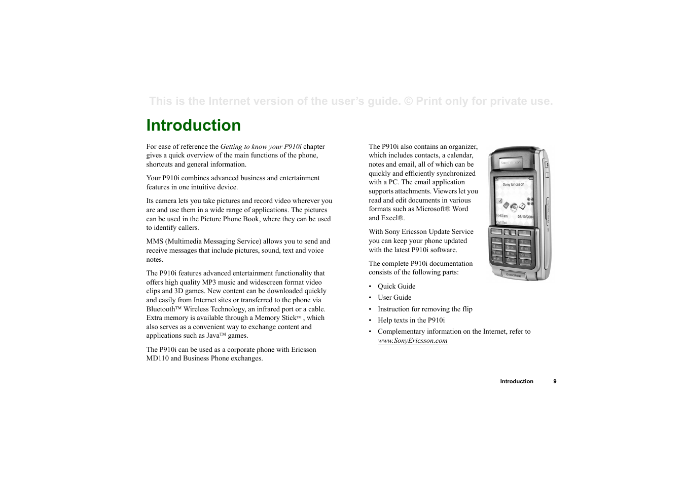 Overview, Introduction, Verview | Superior P910I User Manual | Page 9 / 211