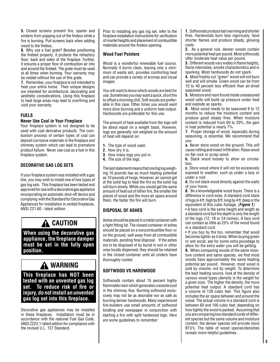 Caution, Warning | Superior BC36MH User Manual | Page 3 / 8