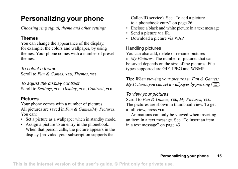 Personalizing your phone, Choosing ring signal, theme and other settings | Superior Z200 User Manual | Page 15 / 72