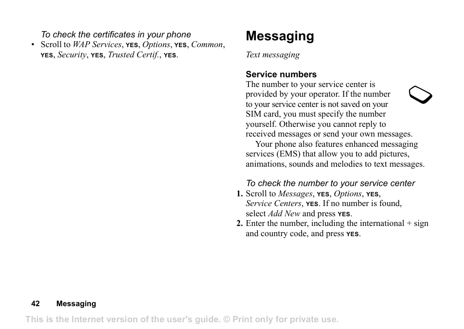 Messaging, Text messaging | Superior Z200 User Manual | Page 42 / 72