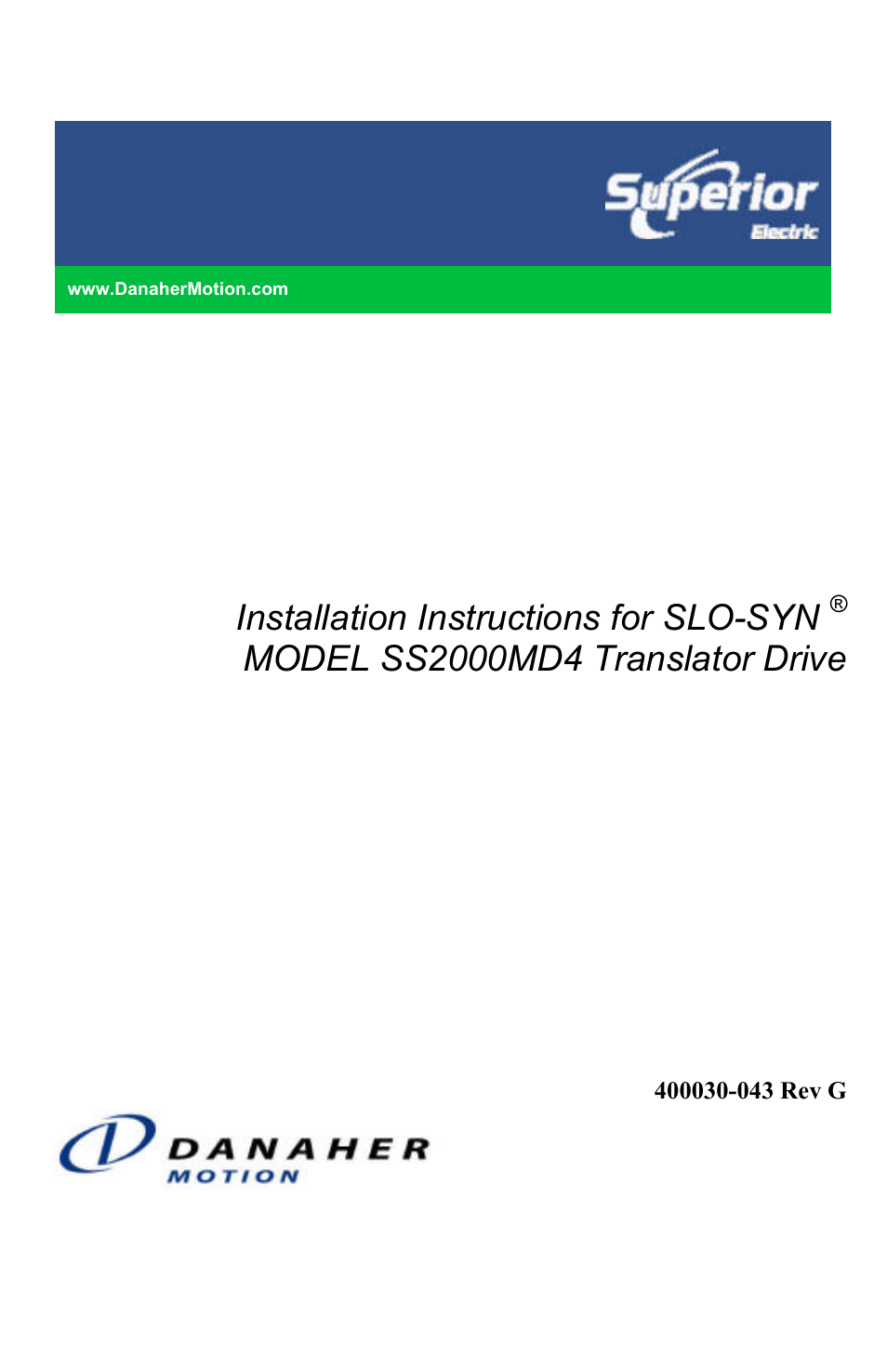 Superior SLO-SYN SS2000MD4 User Manual | 36 pages