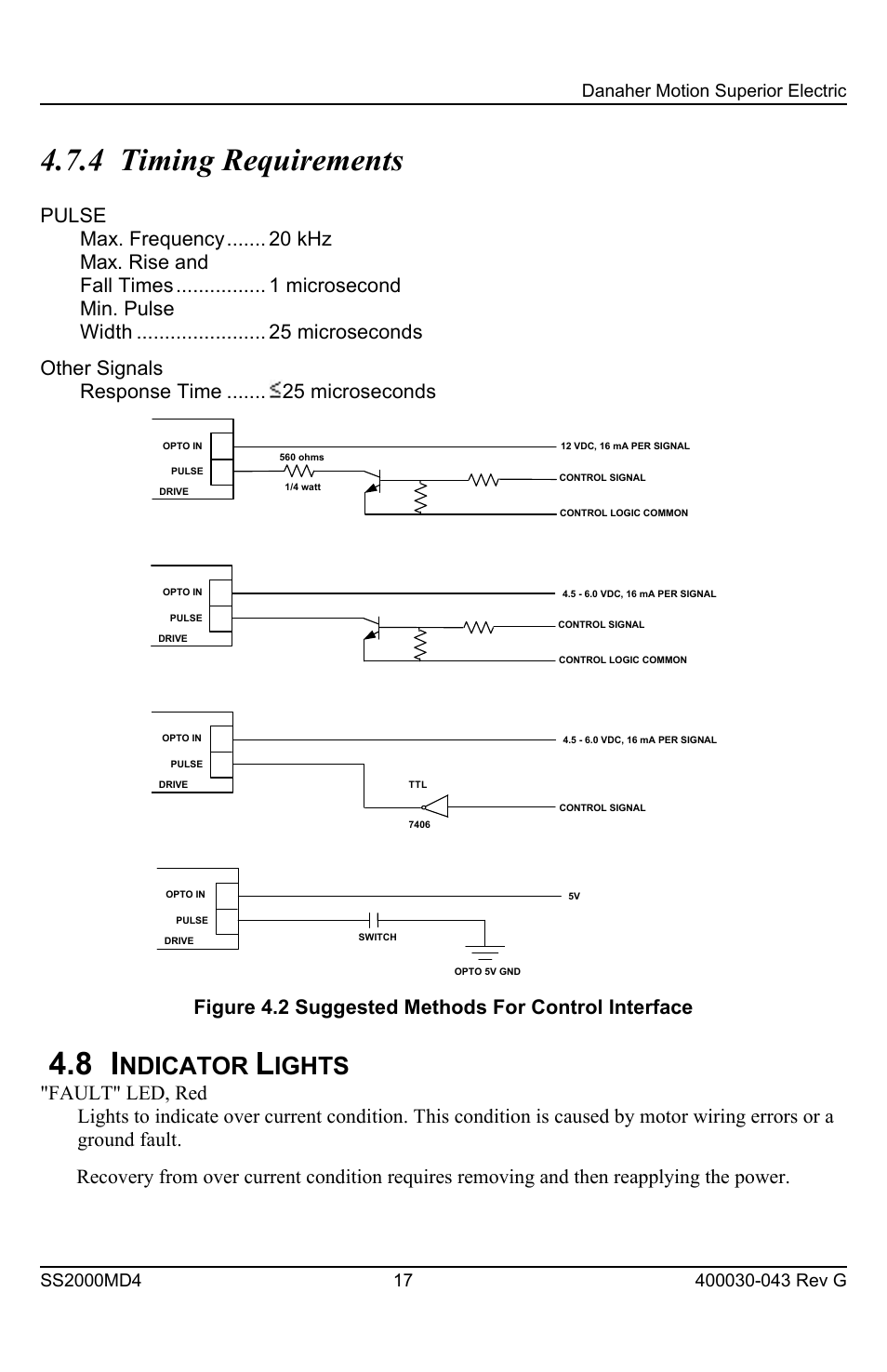 4 timing requirements, Ndicator, Ights | Figure 4.2 suggested methods for control interface | Superior SLO-SYN SS2000MD4 User Manual | Page 17 / 36