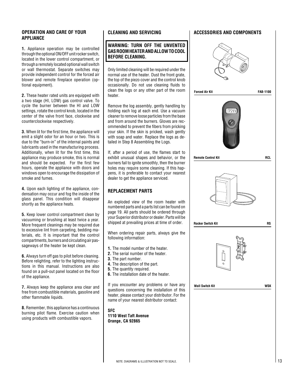 Superior Standard Series Unvented Decorative Gas Fireplaces VFPF-CMN-2 User Manual | Page 13 / 24