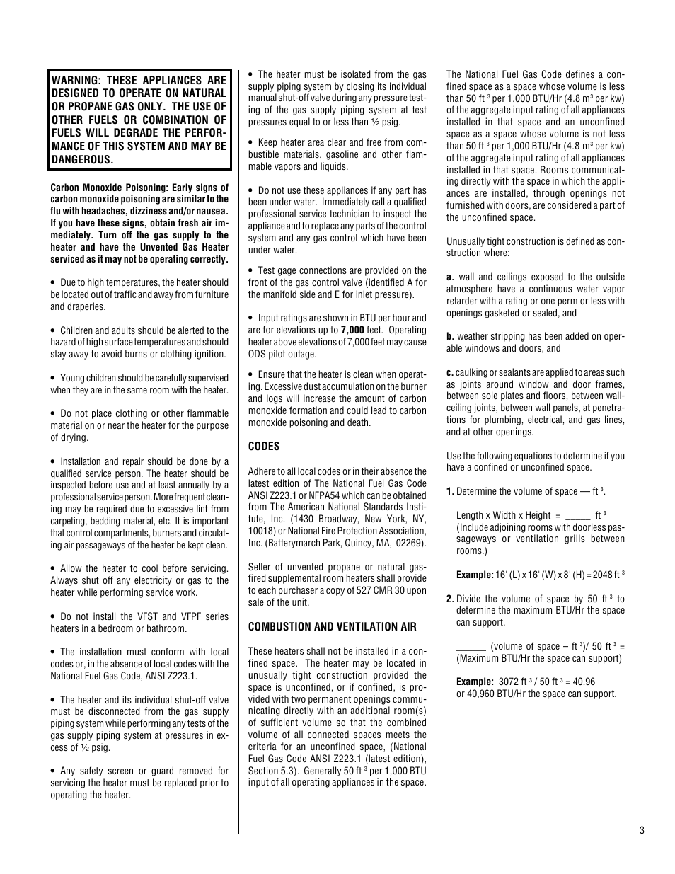 Superior Standard Series Unvented Decorative Gas Fireplaces VFPF-CMN-2 User Manual | Page 3 / 24