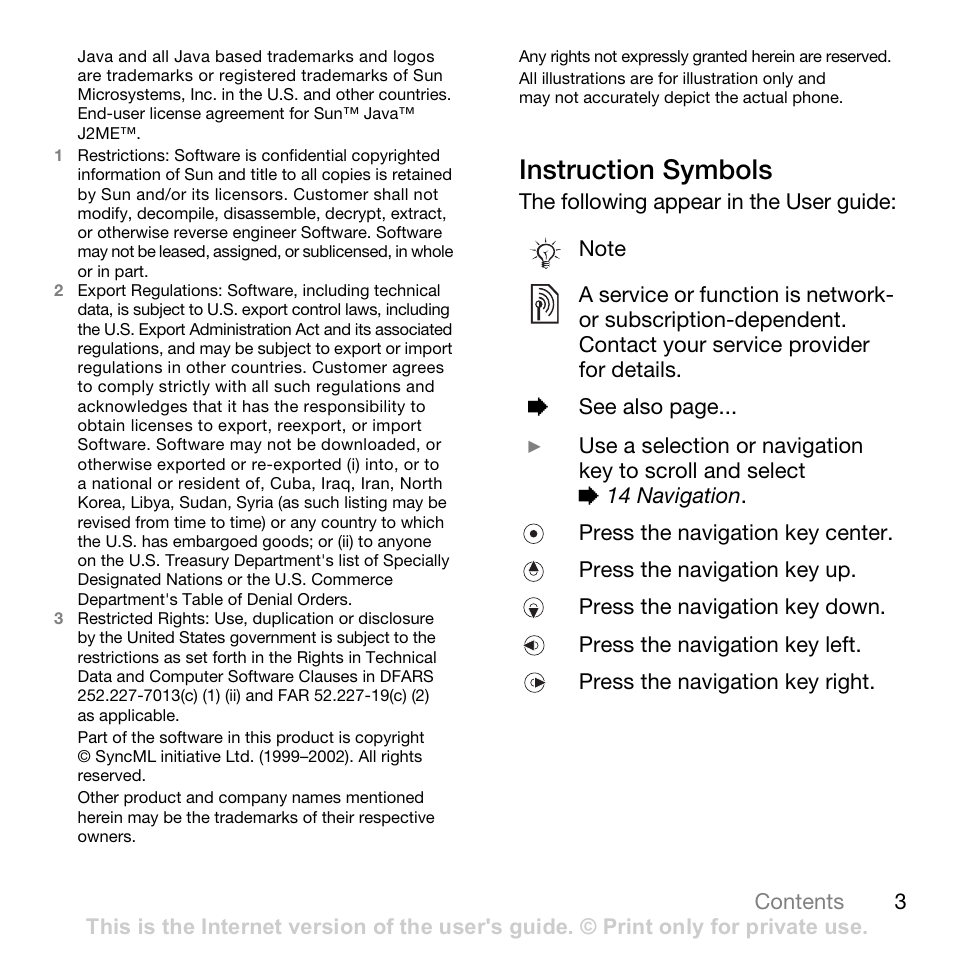 Instruction symbols | Superior W880I User Manual | Page 3 / 100