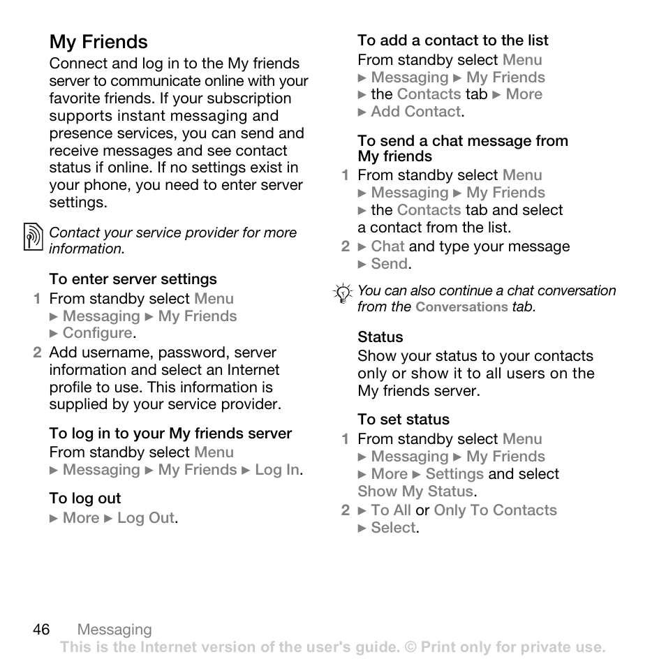 My friends | Superior W880I User Manual | Page 46 / 100