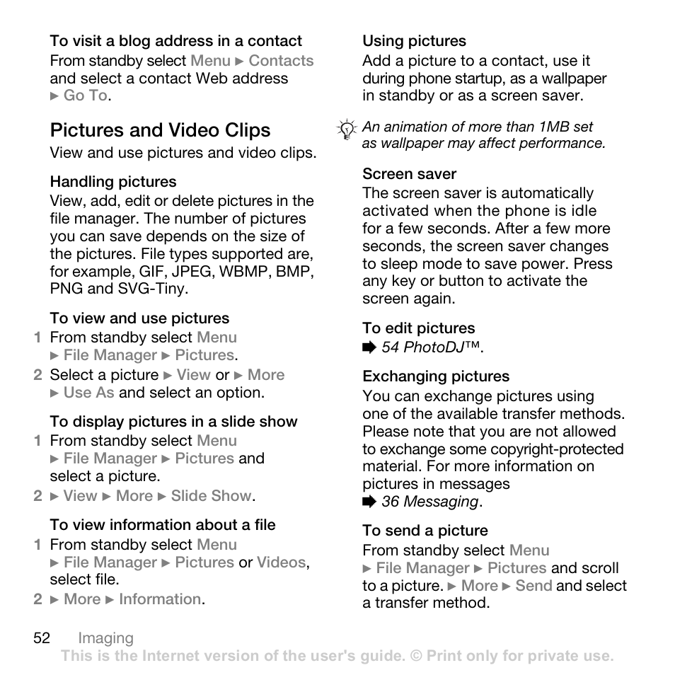 Pictures and video clips | Superior W880I User Manual | Page 52 / 100
