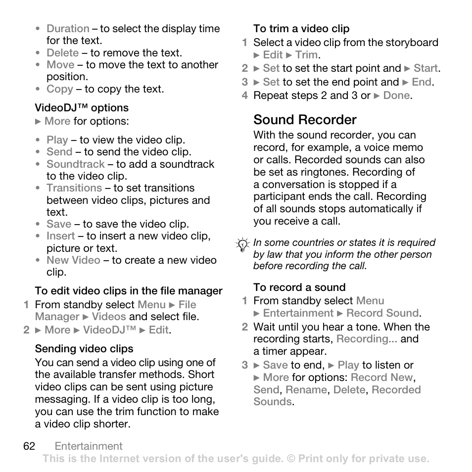 Sound recorder | Superior W880I User Manual | Page 62 / 100