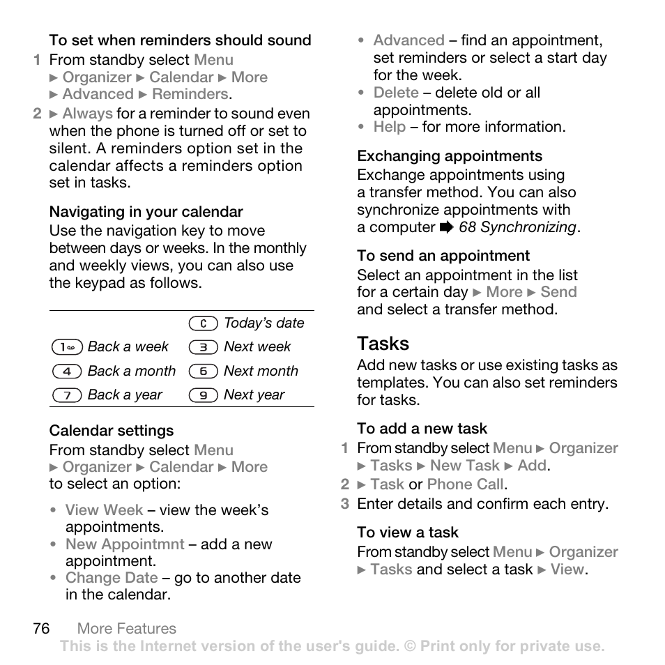 Tasks | Superior W880I User Manual | Page 76 / 100