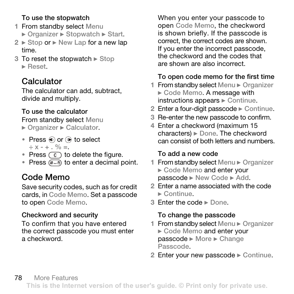 Calculator | Superior W880I User Manual | Page 78 / 100