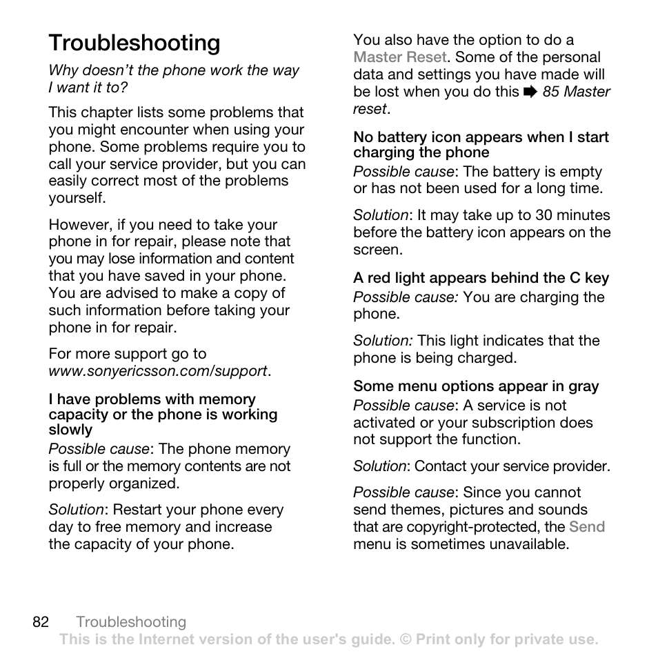 Troubleshooting, Why doesn’t the phone work the way i want it to | Superior W880I User Manual | Page 82 / 100