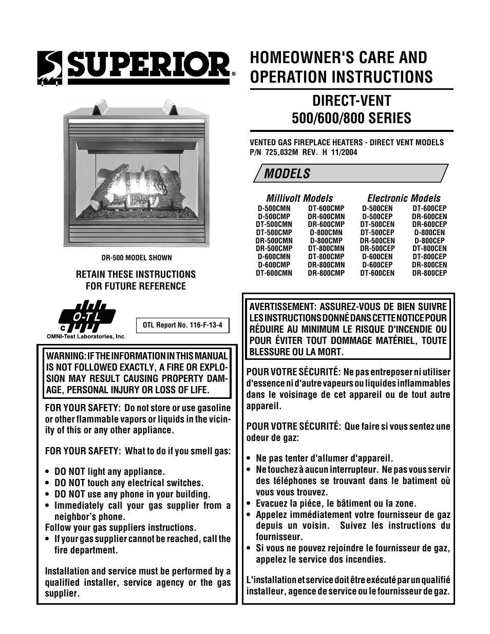 Superior DR500 User Manual | 20 pages