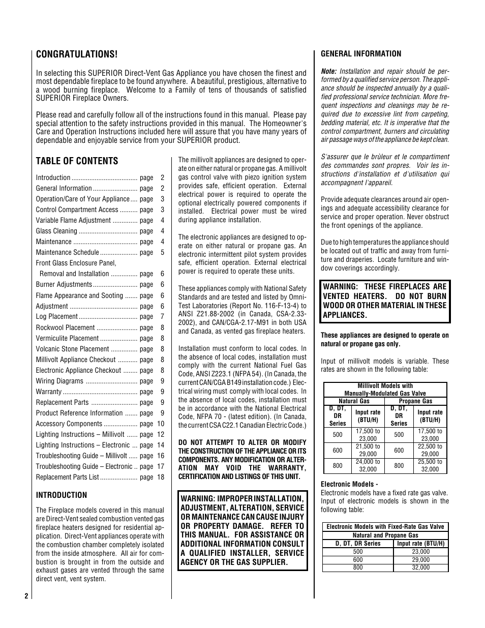 Superior DR500 User Manual | Page 2 / 20