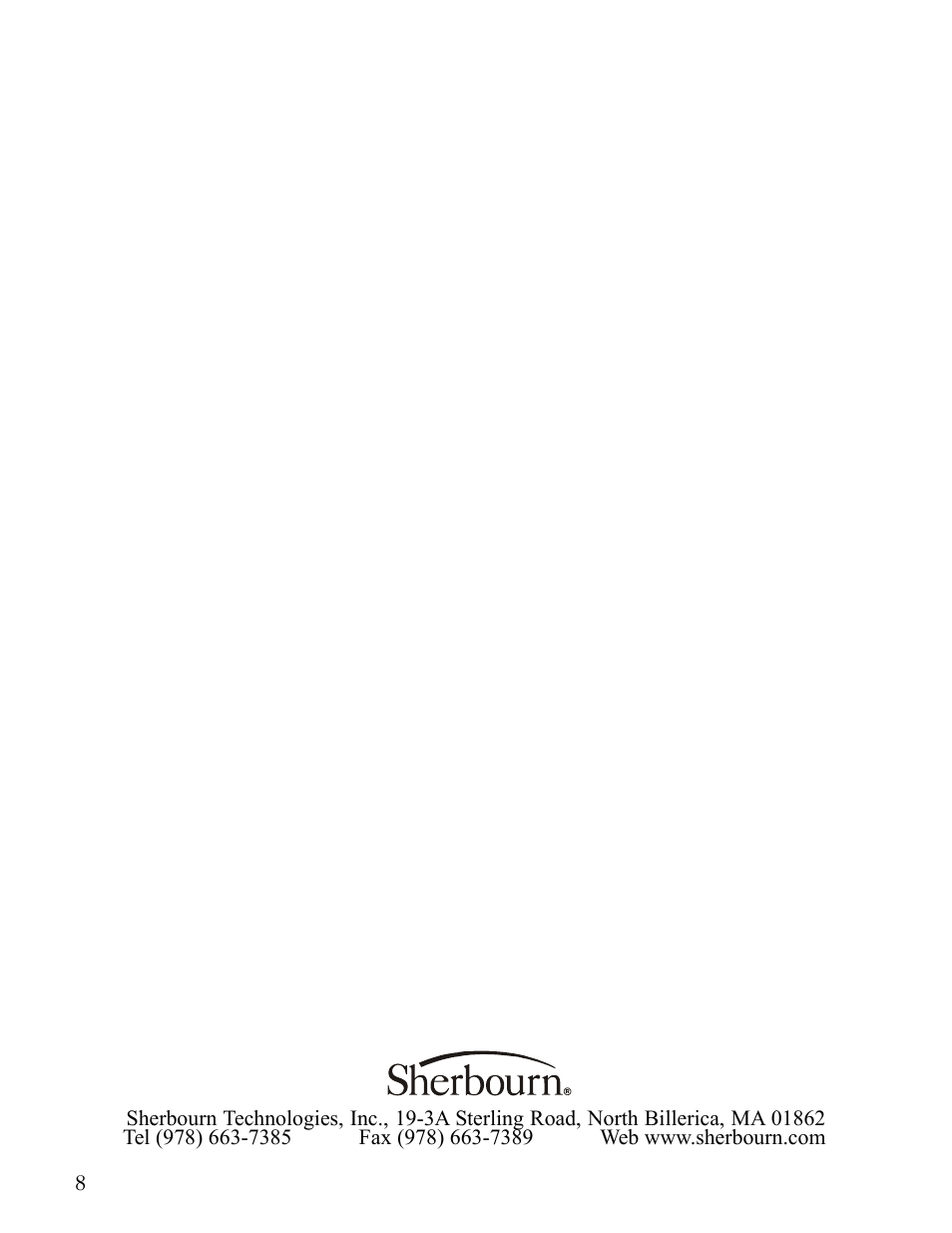 Sherbourn Technologies 5/5210A User Manual | Page 8 / 8