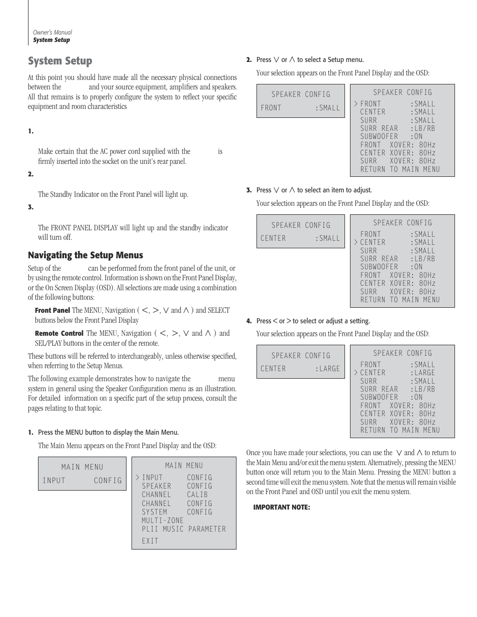 22 system se, 22 navigating the setup me, System setup 22 | Navigating the setup menus, System setup | Sherbourn Technologies PT-7000 User Manual | Page 22 / 48