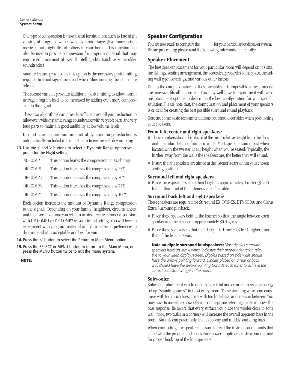 24 speaker configurat, 24 speaker placem, Speaker configuration | Speaker placement | Sherbourn Technologies PT-7000 User Manual | Page 24 / 48