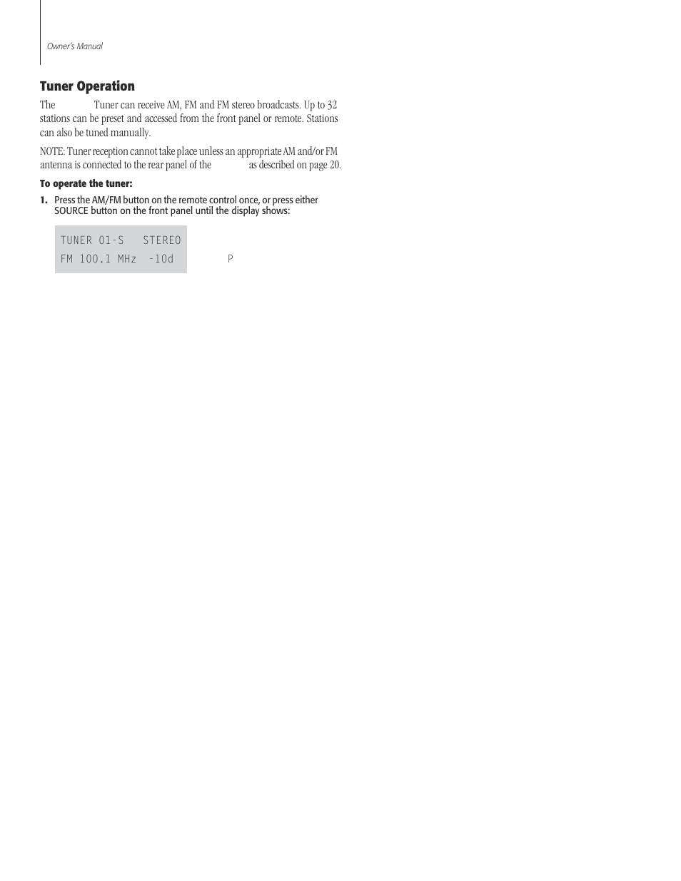 32 tuner operat, Tuner operation | Sherbourn Technologies PT-7000 User Manual | Page 32 / 48