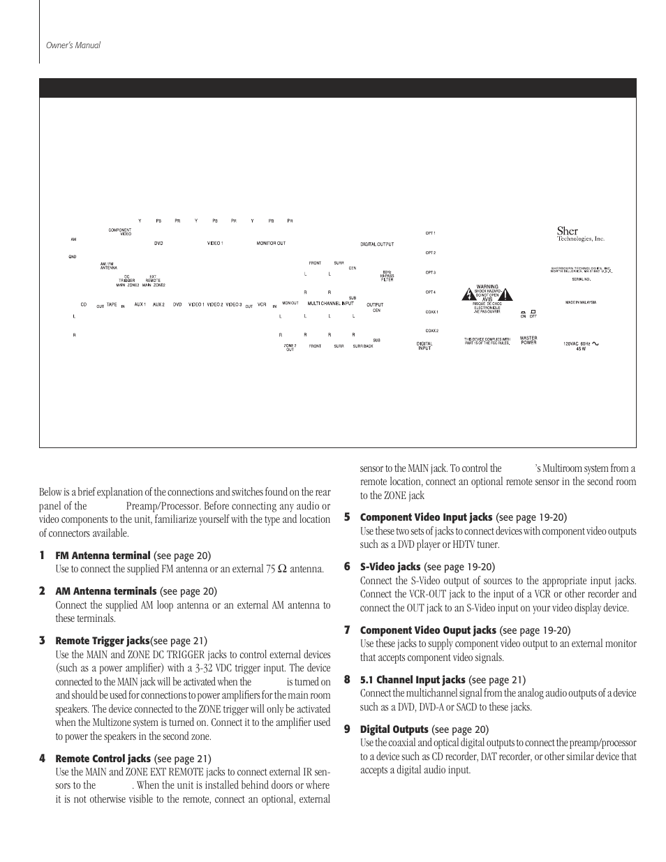 8 model 950 rear pan, Model pt-7000 rear panel | Sherbourn Technologies PT-7000 User Manual | Page 8 / 48
