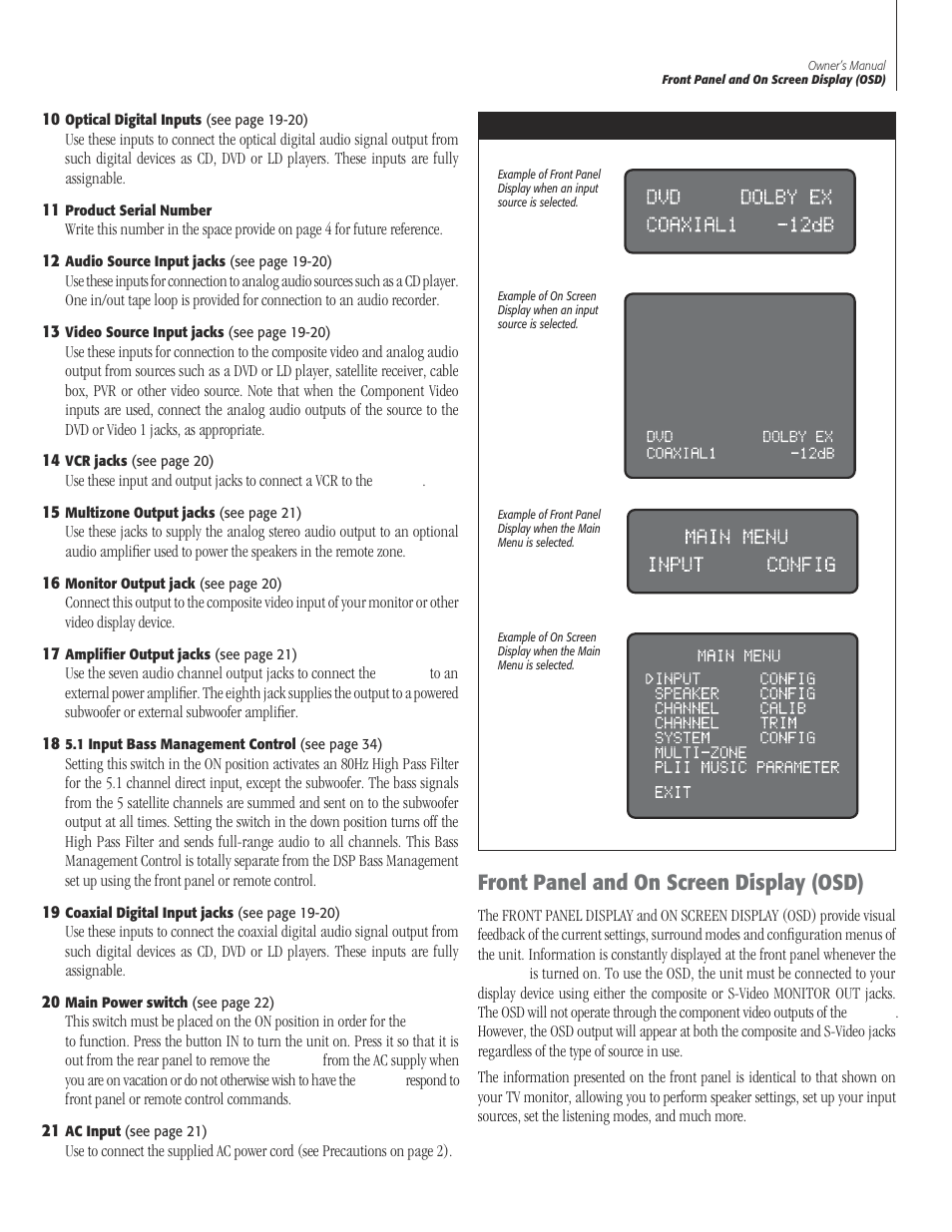 9 front panel and on screen display (os, Front panel and on screen display (osd) | Sherbourn Technologies PT-7000 User Manual | Page 9 / 48