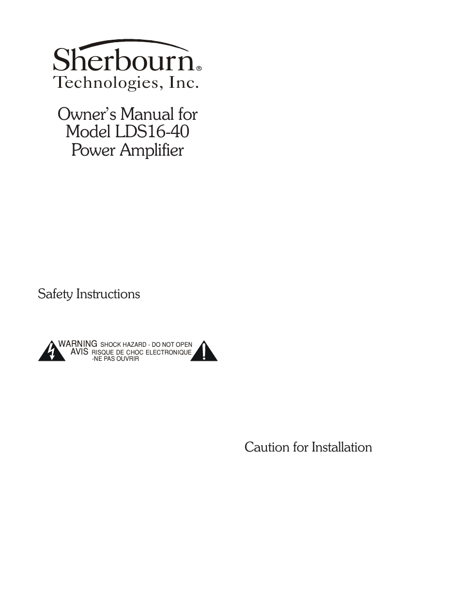 Sherbourn Technologies LDS16-40 User Manual | 8 pages