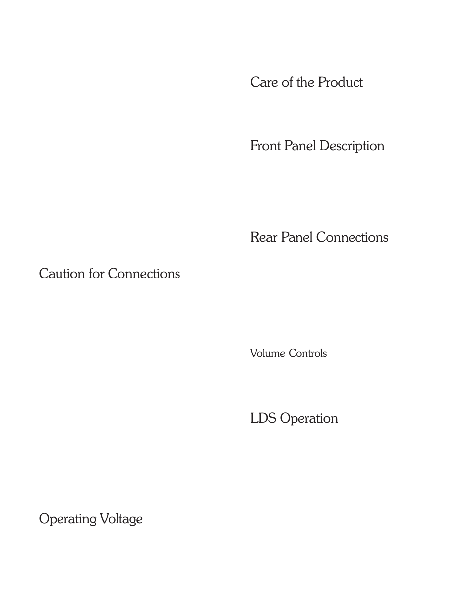 Caution for connections, Operating voltage, Care of the product | Front panel description, Rear panel connections, Lds operation | Sherbourn Technologies LDS16-40 User Manual | Page 2 / 8