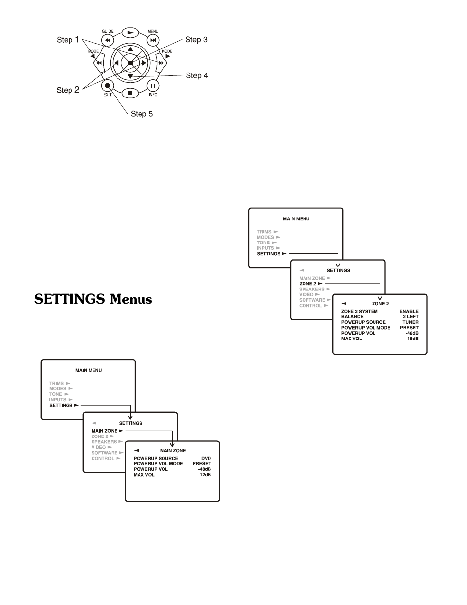 Settings menus | Sherbourn Technologies PT-7010A User Manual | Page 37 / 62