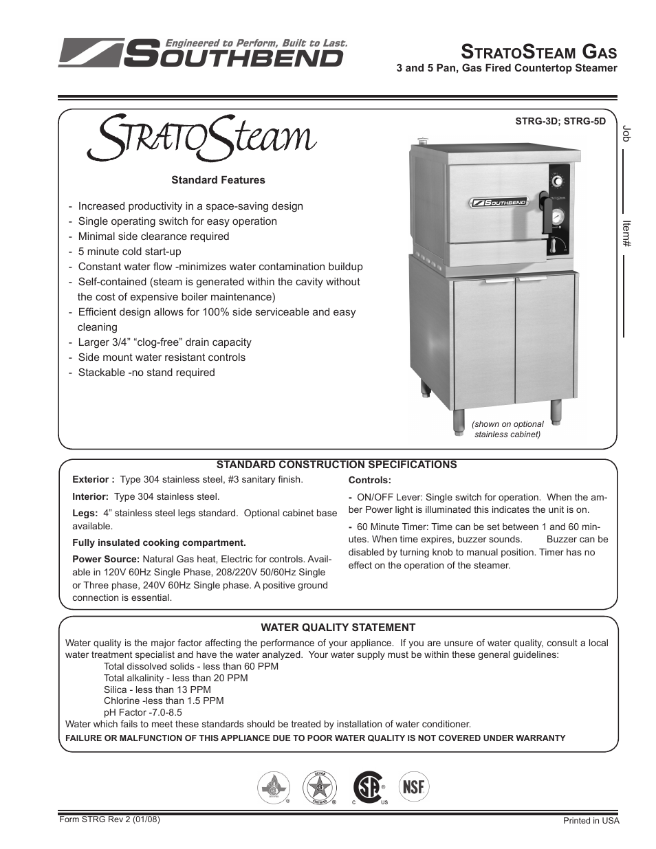 Southbend STRG-3D User Manual | 2 pages