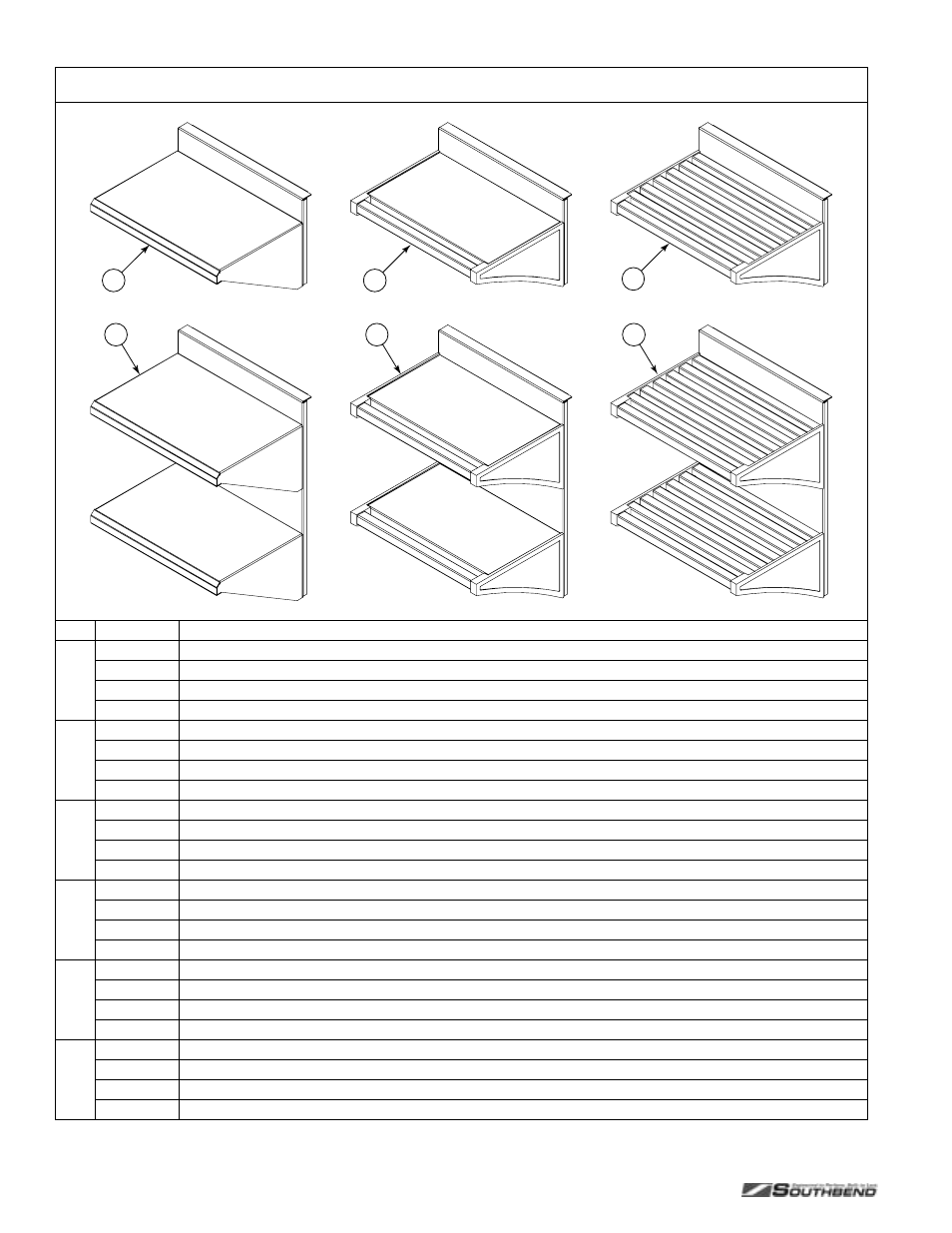 Shelf parts | Southbend P24C-CC User Manual | Page 76 / 80