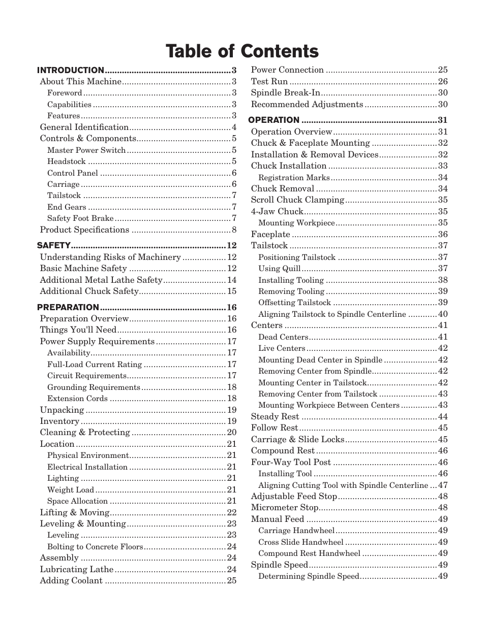 Southbend SB1049 User Manual | Page 3 / 132