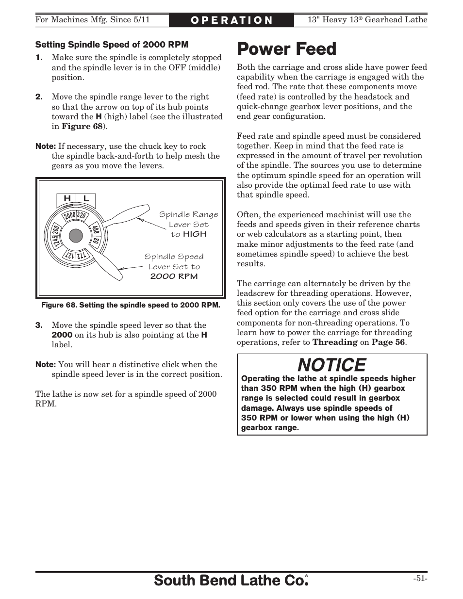 Power feed | Southbend SB1049 User Manual | Page 53 / 132