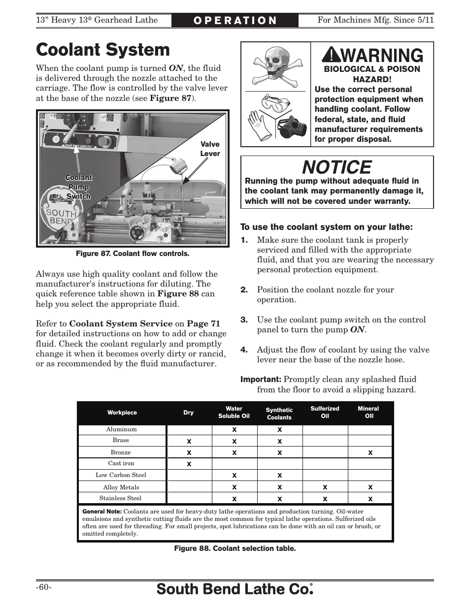 Coolant system | Southbend SB1049 User Manual | Page 62 / 132