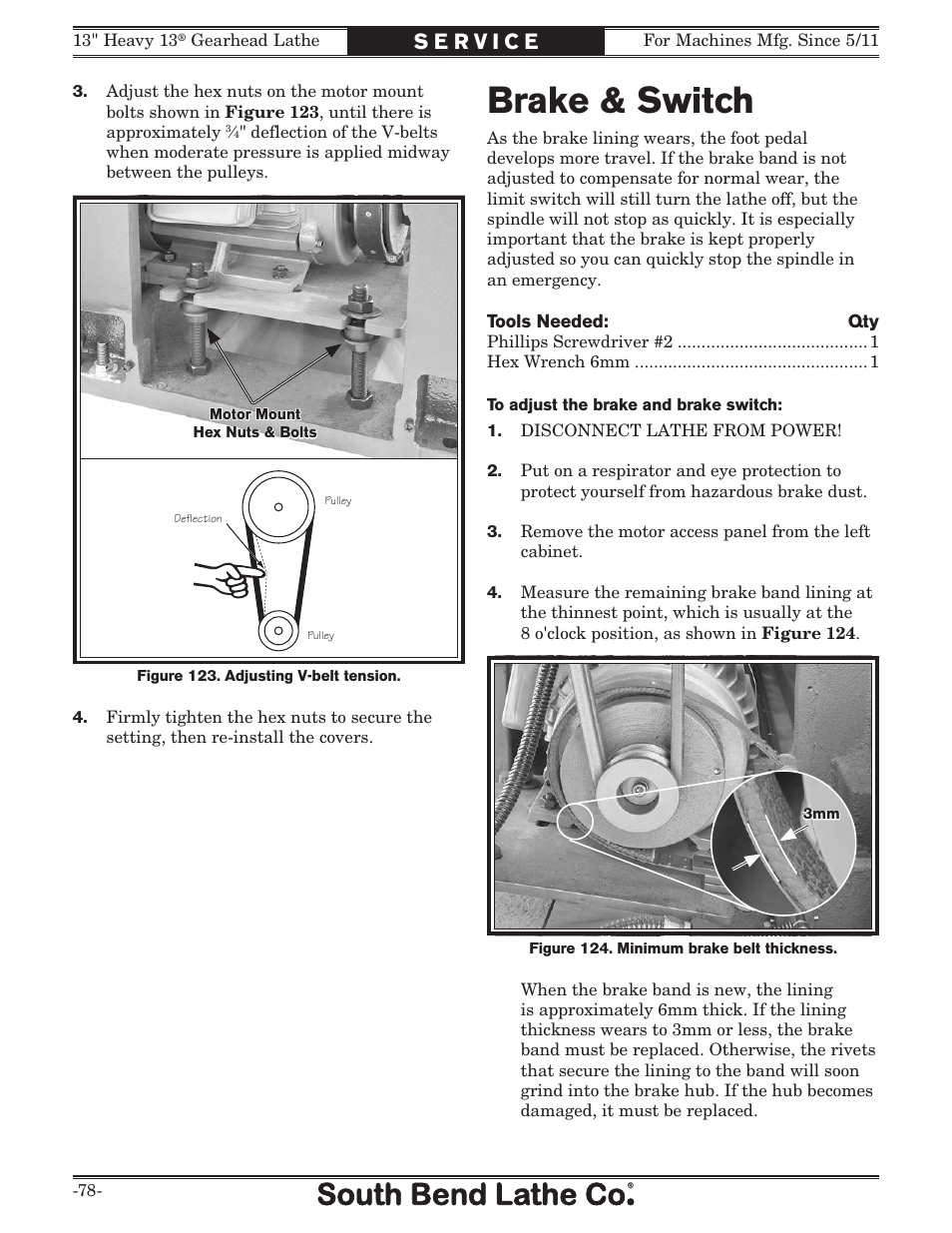 Brake & switch | Southbend SB1049 User Manual | Page 80 / 132