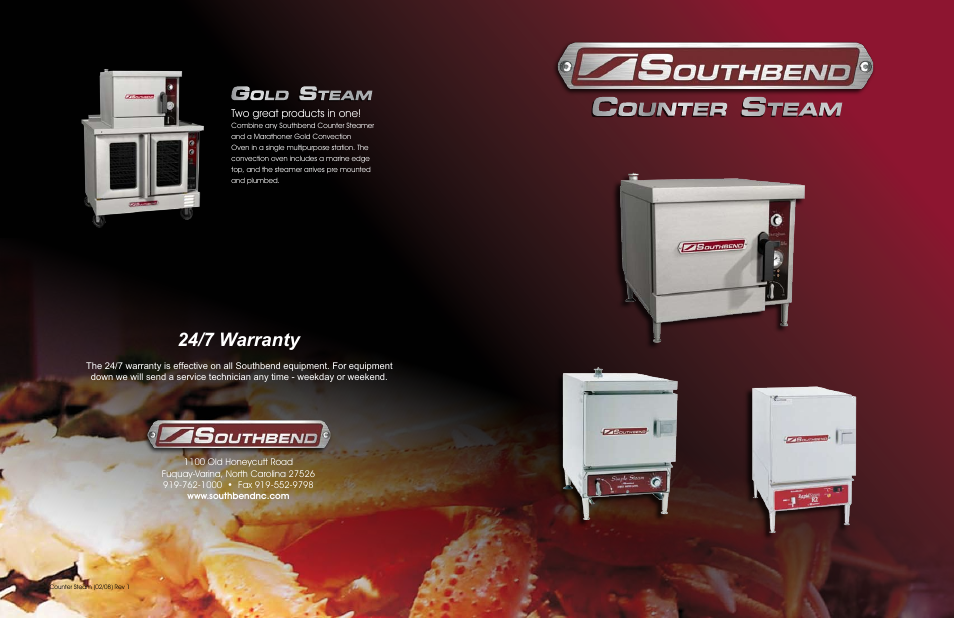 Southbend Counter Steamer User Manual | 2 pages