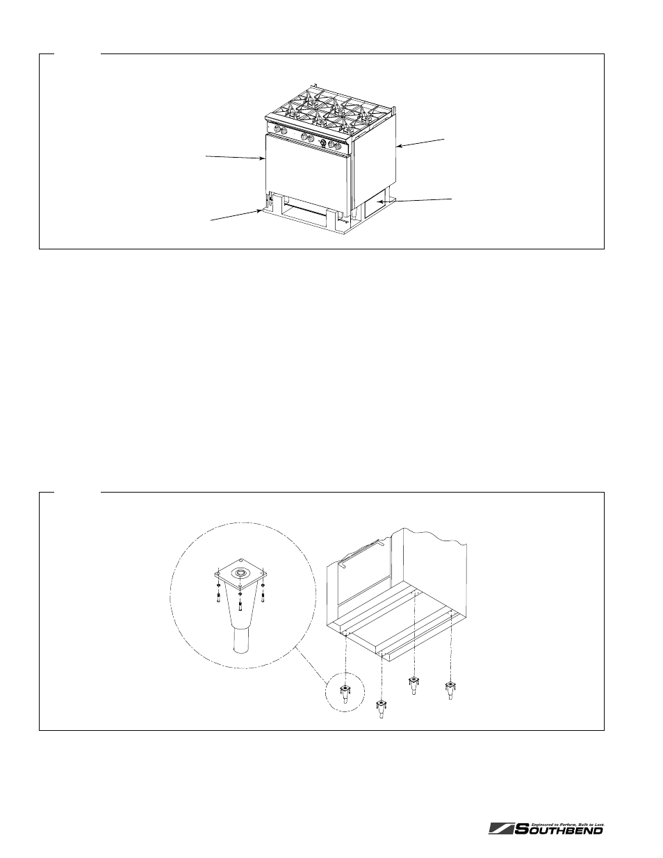 Step 2a: attach legs, Unpacking, Installation of legs | Southbend X560DD S536A User Manual | Page 16 / 48