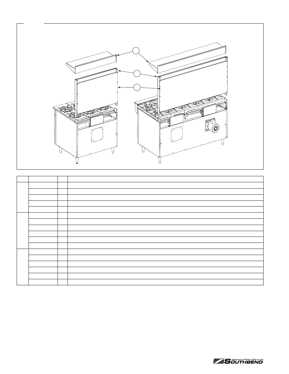 Flue riser and shelf parts | Southbend X560DD S536A User Manual | Page 34 / 48