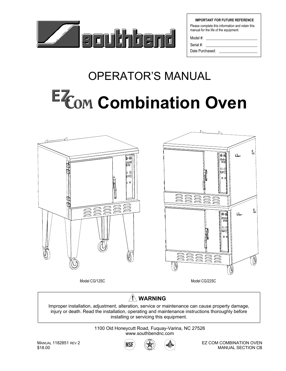 Southbend CG/22SC User Manual | 52 pages