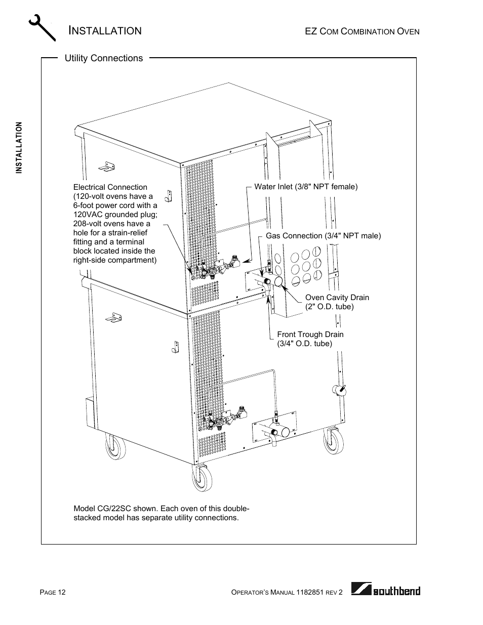 Nstallation | Southbend CG/22SC User Manual | Page 12 / 52