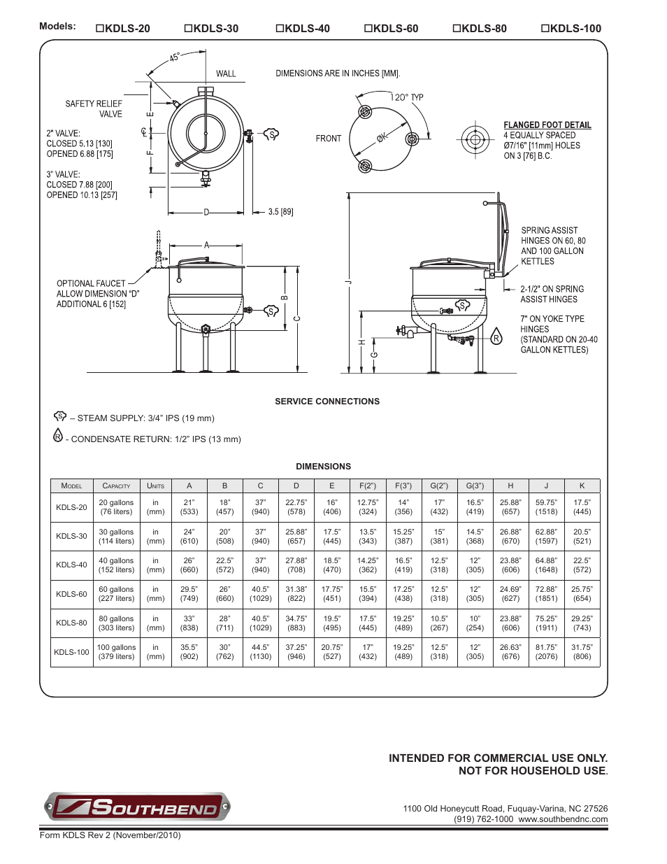 Models | Southbend KDLS-40 User Manual | Page 2 / 2