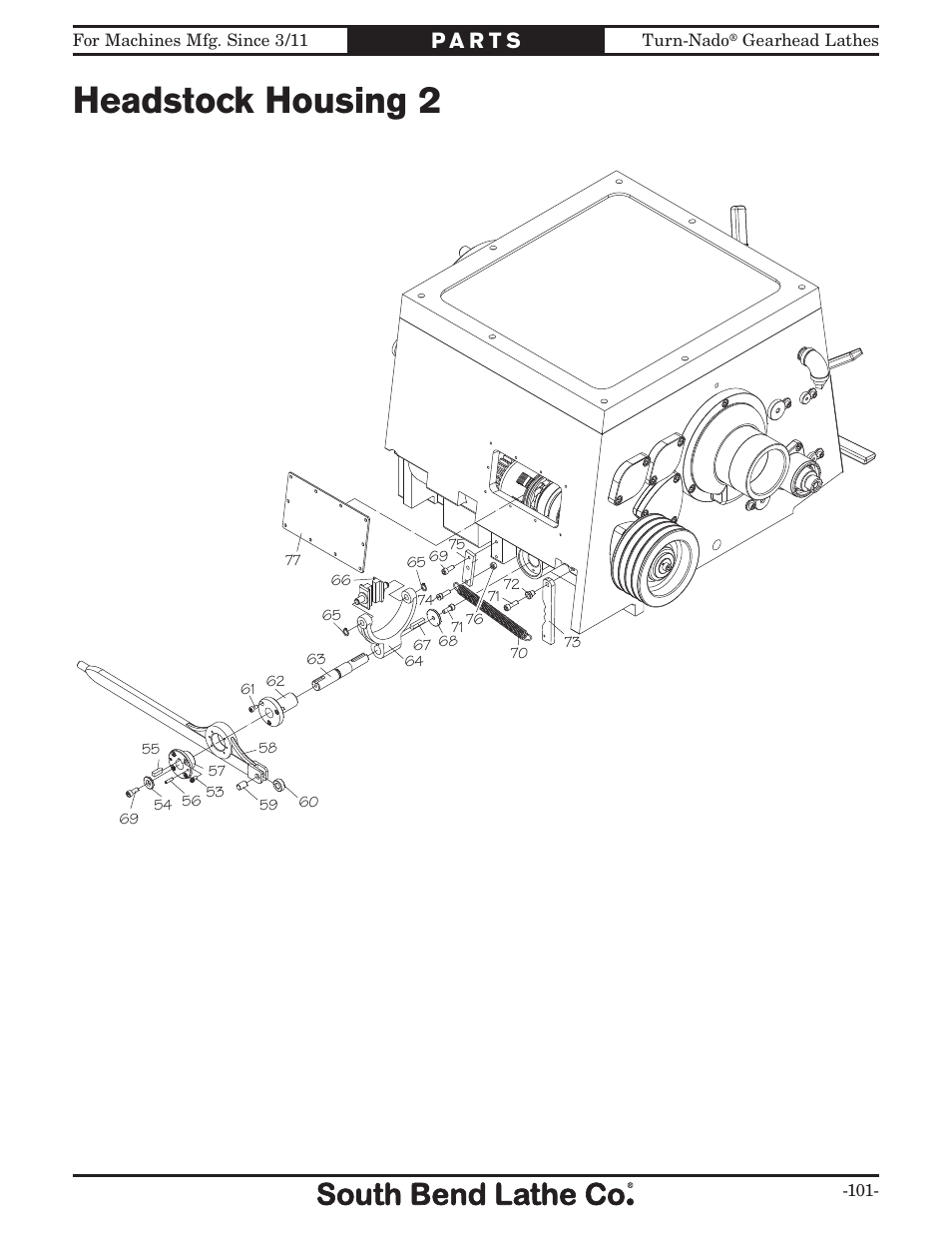 Headstock housing 2 | Southbend Turn-nado Gearhead Lathe w/ Dro 21" x 60" sb1046pf User Manual | Page 103 / 140