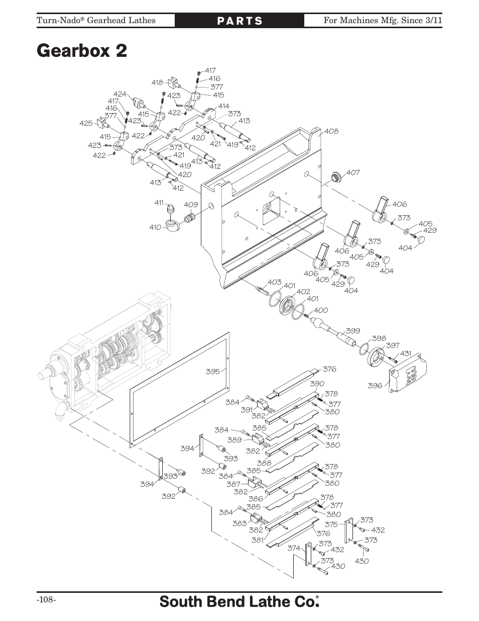 Gearbox 2 | Southbend Turn-nado Gearhead Lathe w/ Dro 21" x 60" sb1046pf User Manual | Page 110 / 140